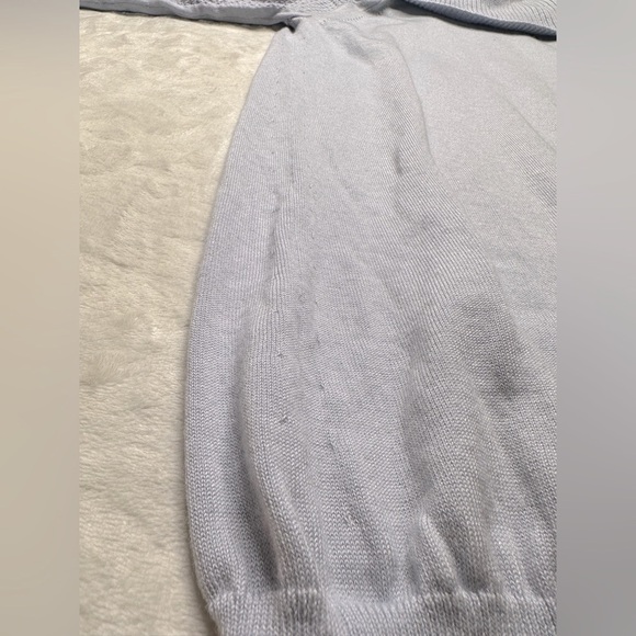 Karen Millen Wool Blend Cowl Neck 3/4 Sleeve Knit Mini Sweater Dress Light Blue - Picture 7 of 16